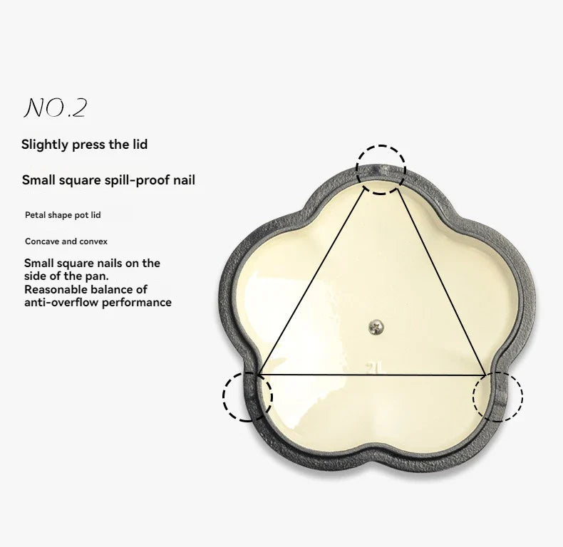 Petal Cast Iron Dutch Oven Binaural Enamel Pot for Bake Bread and Casserole Dish Braising With Lid For All Heat Source