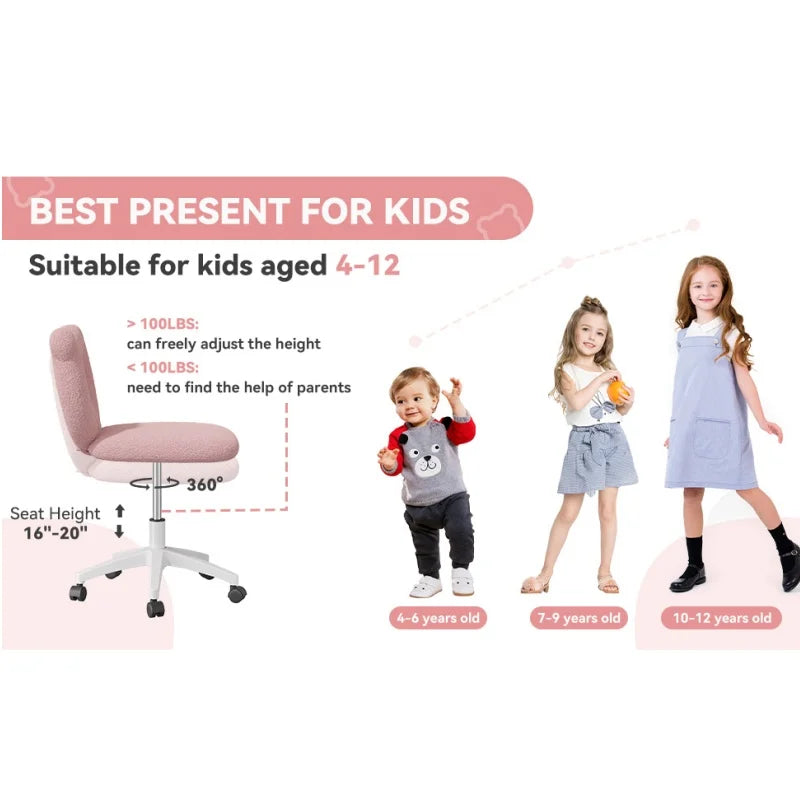 Little Bear Office Chair Female Male Dormitory Backrest Chair Pink Cute Bedroom Living Room Chairs Learning Chair Furniture Home