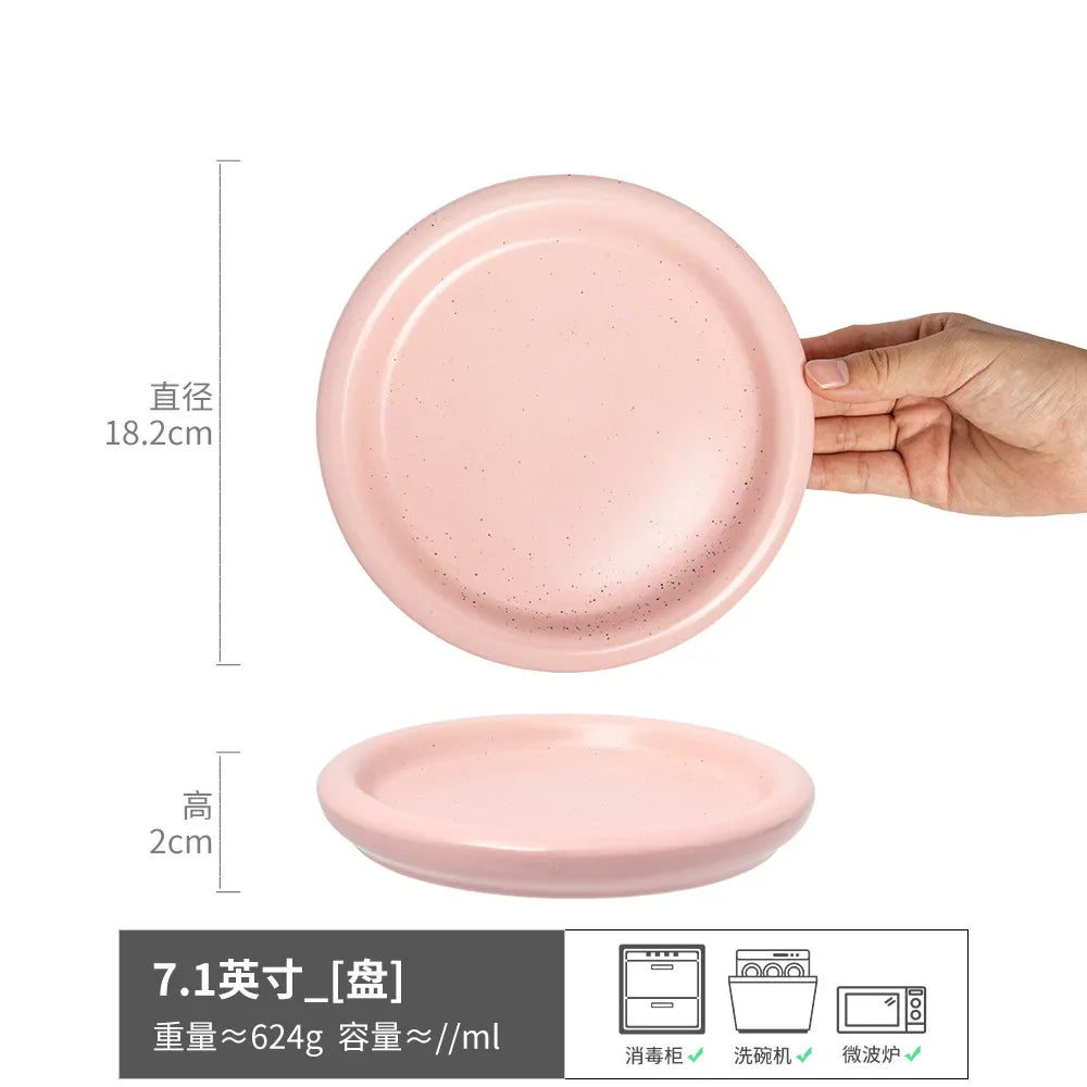Macaron Color Plate Small Fresh Ceramic Round Plate