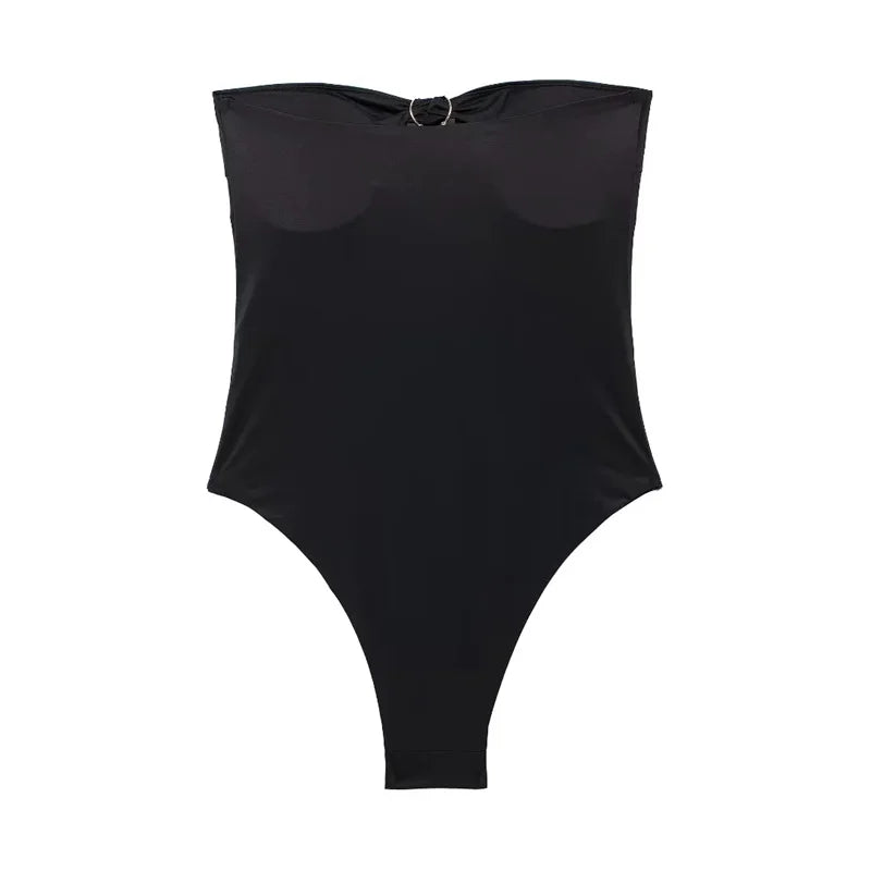 Sexy Tight Bodysuit Women off Shoulder Sleeveless Bodysuits