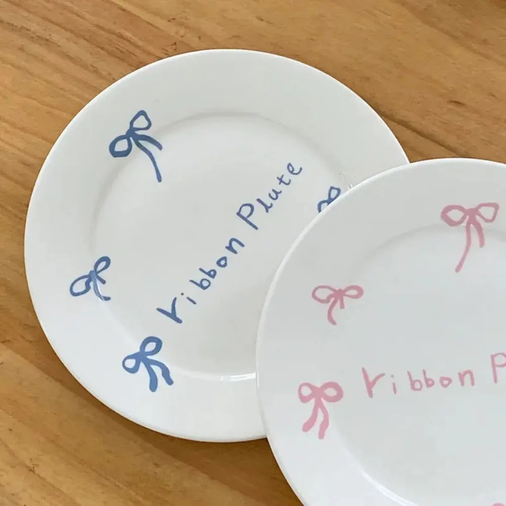 Cute Girl Bow Plate, Ceramic Dessert Plate