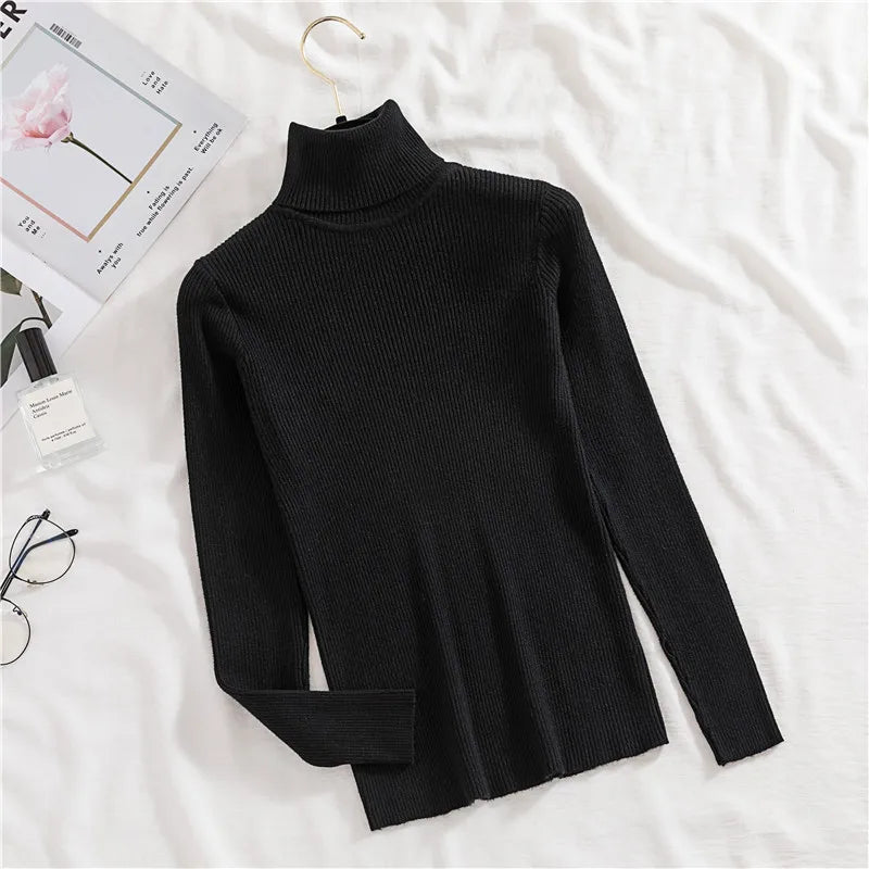 Women Fall Turtleneck Sweater Knitted Soft Pullovers Cashmere Jumpers Basic Soft Sweaters For Women Autumn Winter
