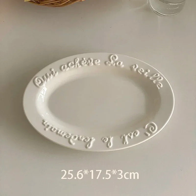 Ceramic Dessert Plate with Letter, Fruit Salad Plates, Afternoon Tea Cake Dishes