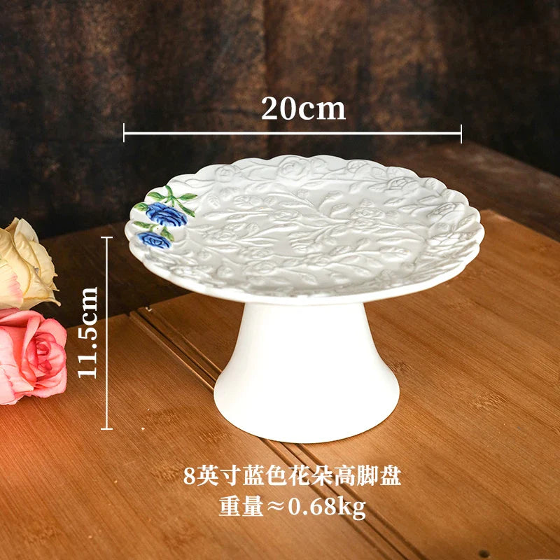 Rose Ceramic Afternoon Tea Cake Dessert Plate