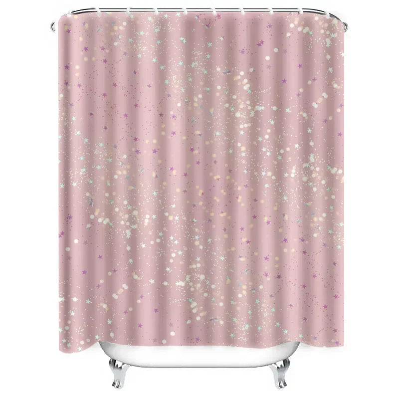 Sparkling Stars Shower Curtain Pink Pastel Decor for Bathroom