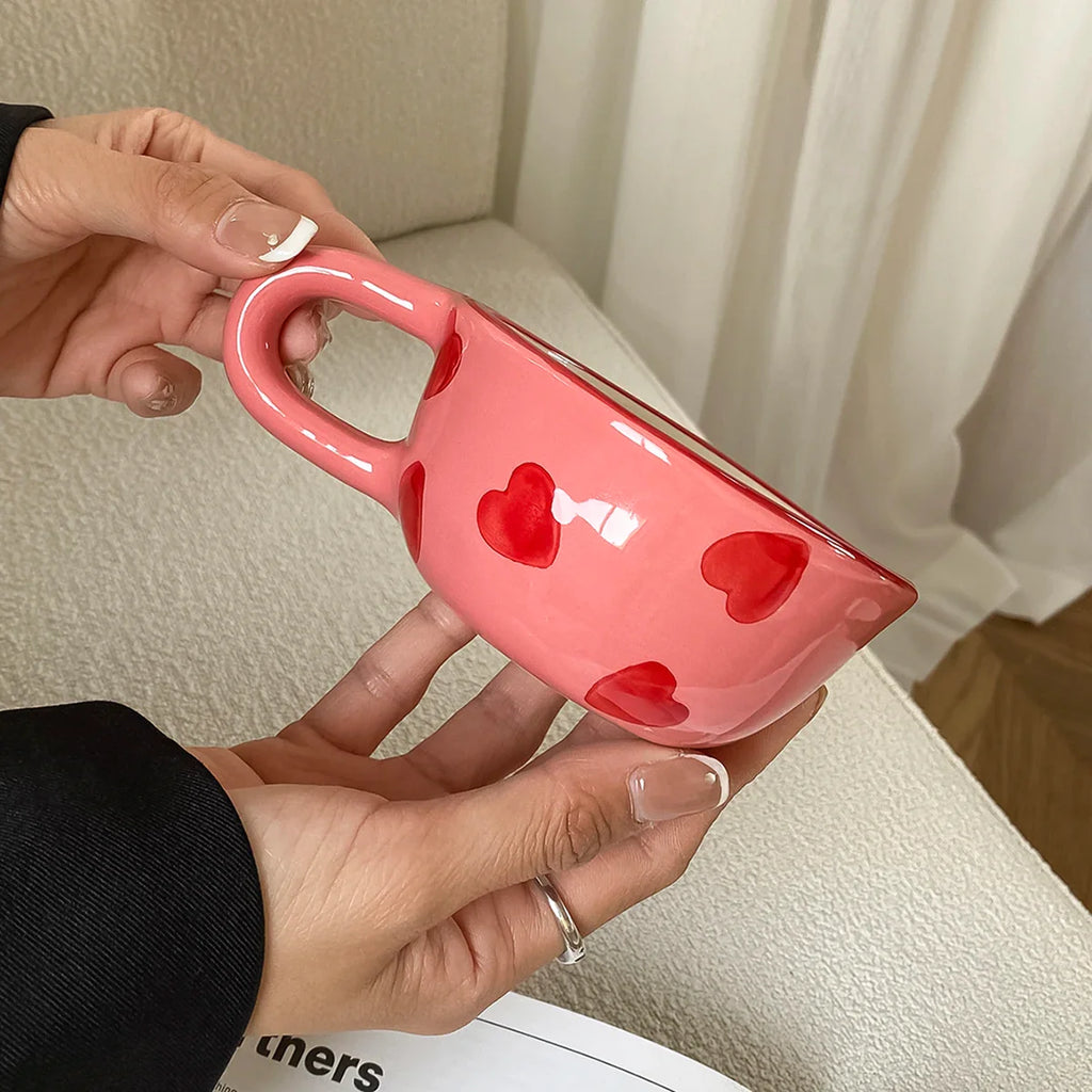 Love Ceramic Pair Cup, Creative Hand-Painted Ceramic Love Mug