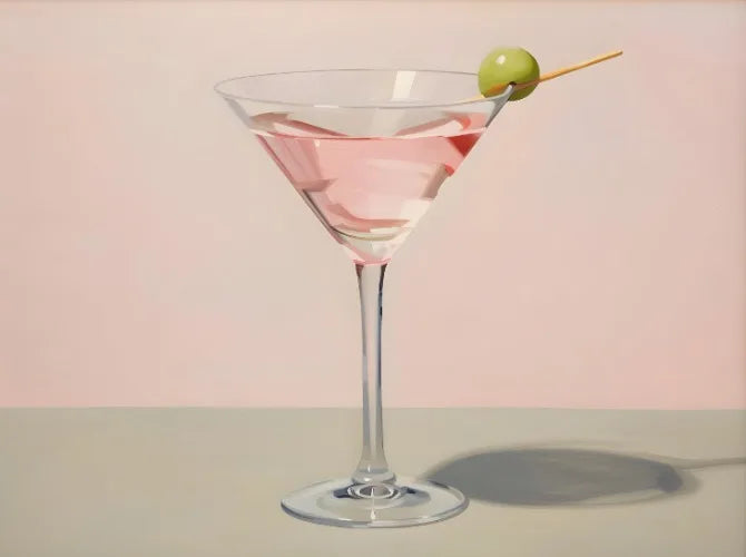 Pink Flower Cocktail Art Decor Canvas Printing Poster Pink Vintage Painting Aesthetic Wall Decor