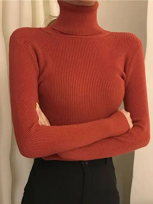 Women Fall Turtleneck Sweater Knitted Soft Pullovers Cashmere Jumpers Basic Soft Sweaters For Women Autumn Winter