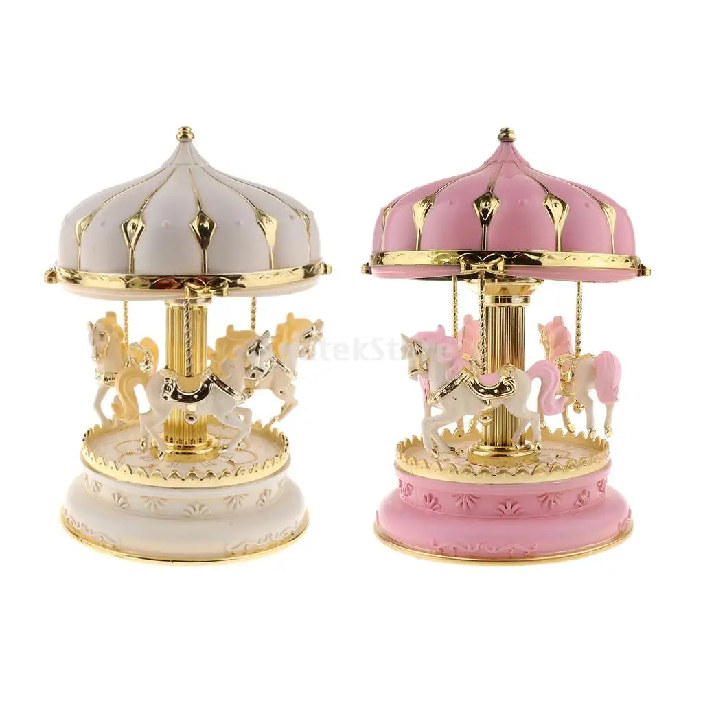 New Carousel Horse Music Box Resin Merry-go-round Musicical Box Home Desktop Decoration