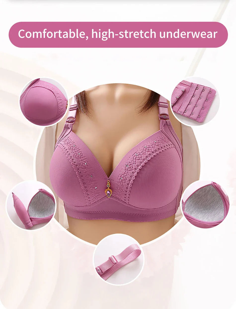 Stylish Plus Size Full Cup Bra with Side Gathering Anti Sagging and Push Up No Underwire for Seamless and Comfortable Experience