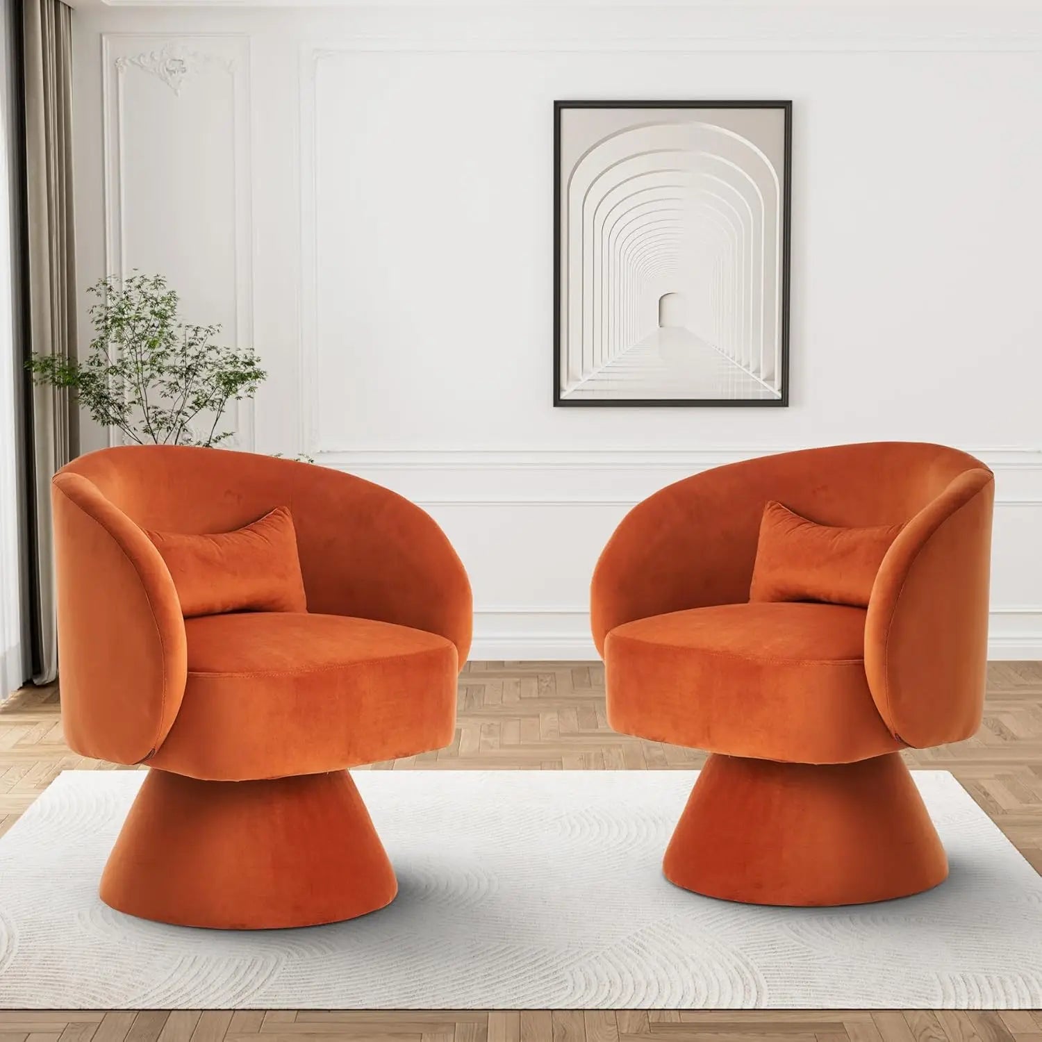 Swivel Barrel Chairs, Upholstered Swivel Cuddle Accent Chairs for Living Room, Comfy 360 Degree Modern Small Round