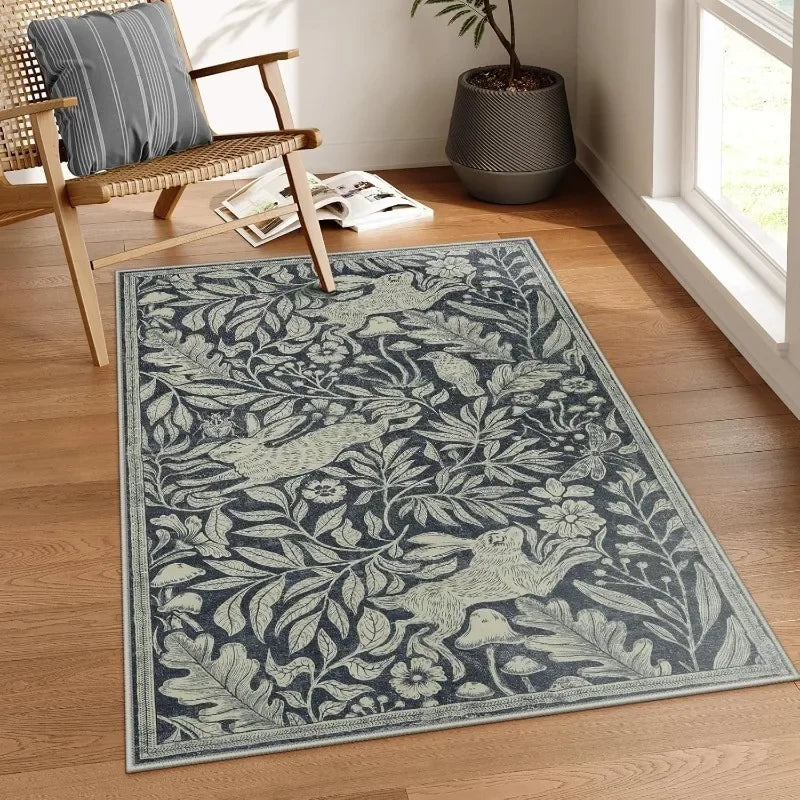 Vintage Print Bedroom Carpets Stain Resistant Floor Mat