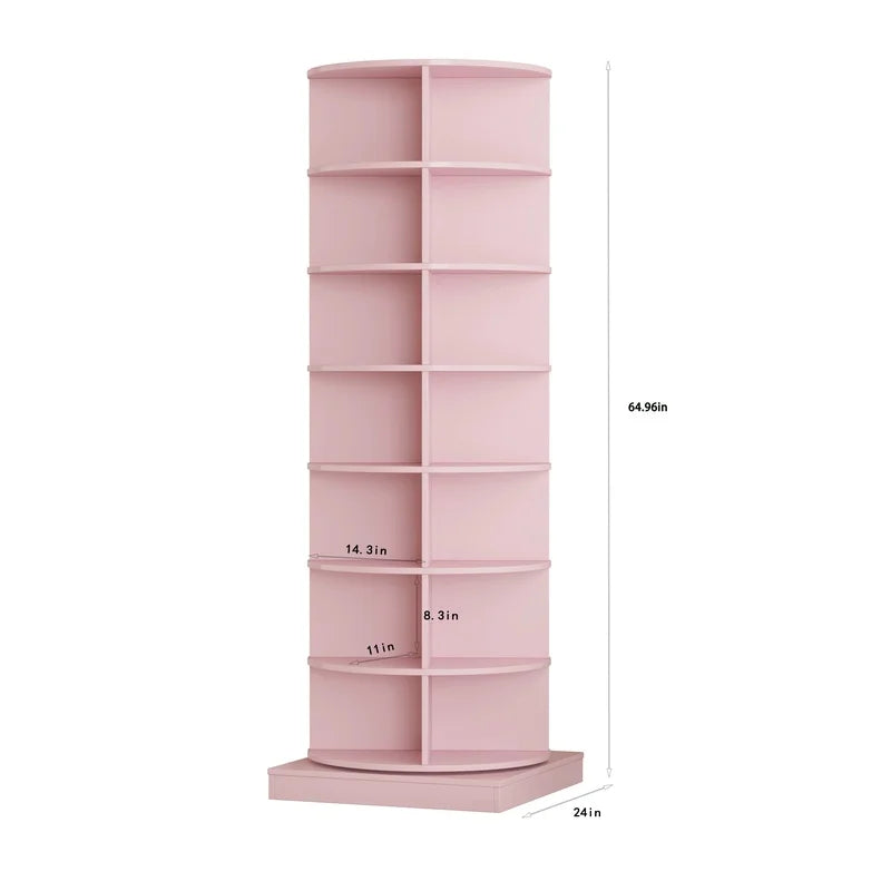 New 360-Degree Rotating Pink Shoe Cabinet with 7 Layers for Storing Up to 28 Pairs of Shoes