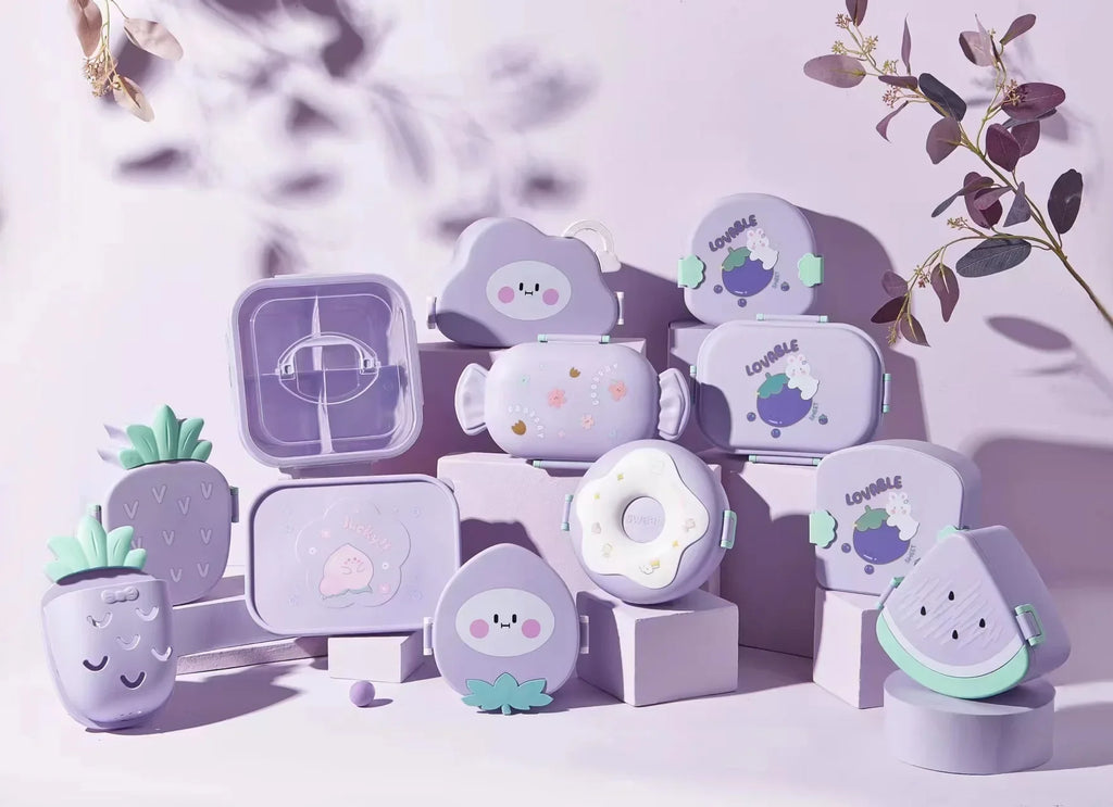 Bento Lunch Box for Kids Kawaii Cartoon Students Sandwich Snack Food Box Fruit Container Portable Picnic Fresh Box