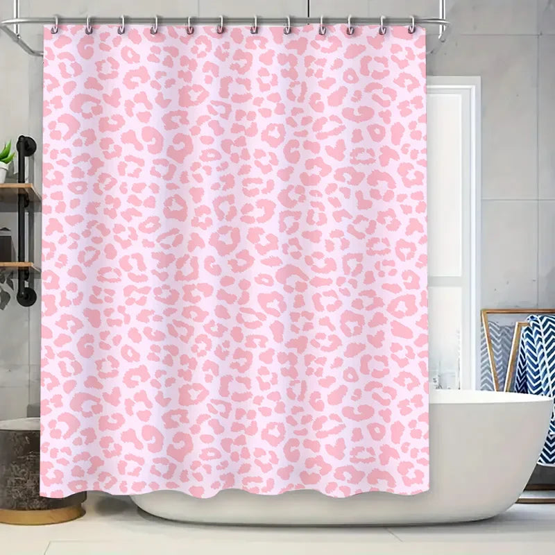 Pink Leopard Print Shower Curtain Home Decor Bathroom Supplies Modern Decoration Waterproof Bath Rug Tarpaulin Size Customizable