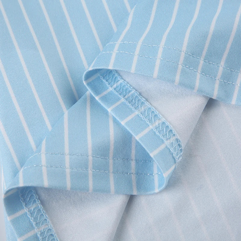 Stripe Short Sleeve Shirts For Women Button Up Turn Down Collar Slim Simple Casual Preppy Tops Basic Summer Tees