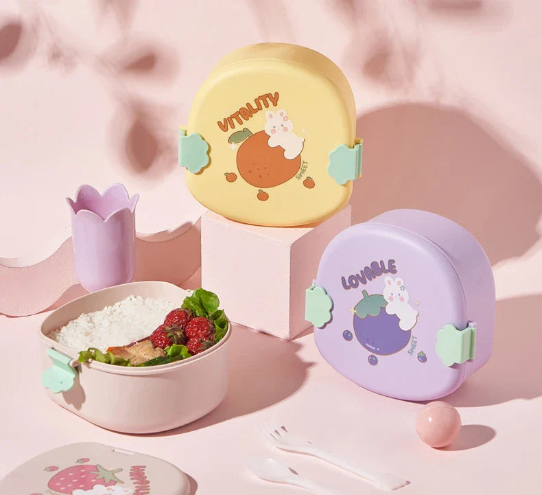 Strawberry Shape Lunch Box, 2 Layer Food Fruit Storage Bento Boxs