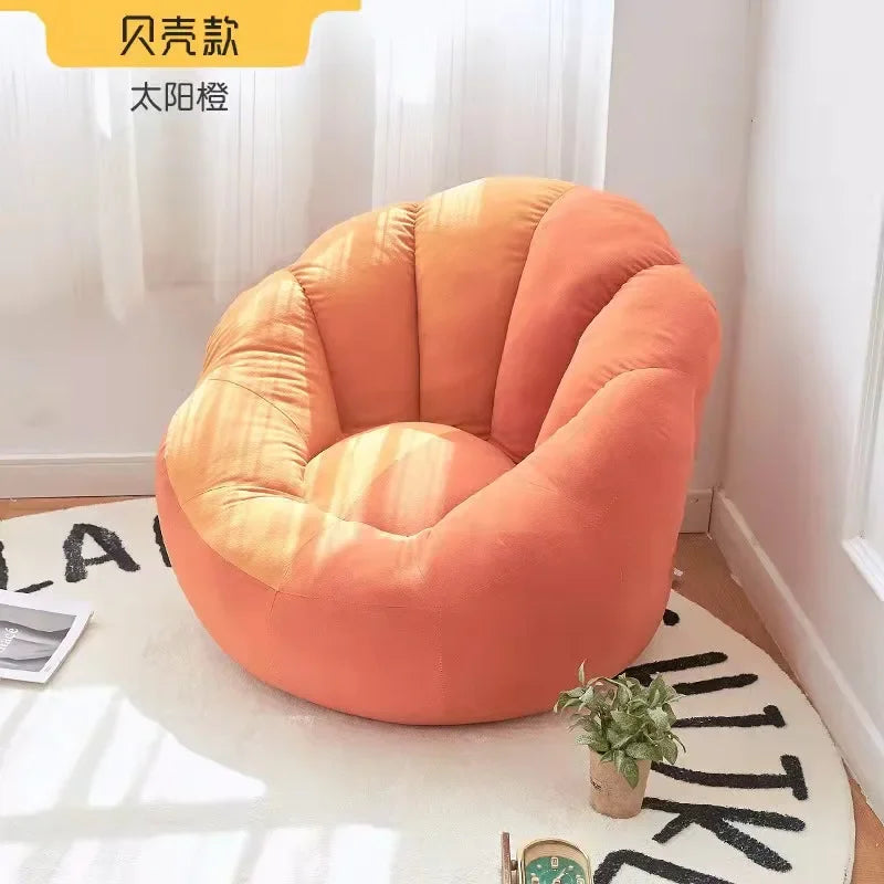 Kawai Curved Bean Bag Sofa Pink Lazy Exterior Sitting Bean Bag Sofas Comfortable Reclining Furniture