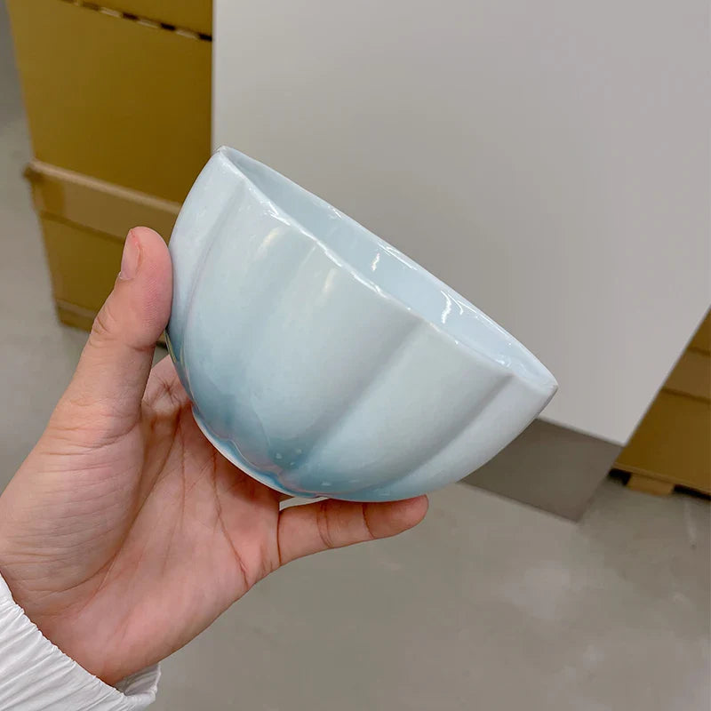 French Style Ceramic Plate Gradient Floral Shape Porcelain Dinnerware