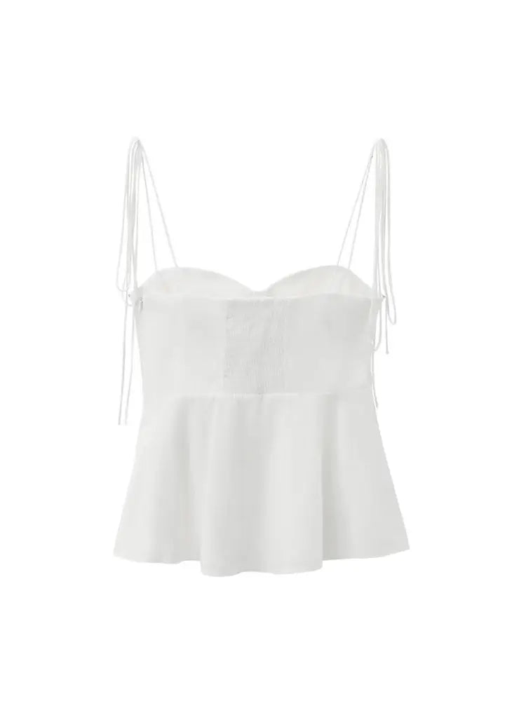 Lace String Asymmetric Bustier Tops for Women, Sweetheart Neck, Tied Thin Straps, Side Zipper, Female Camis, Sexy Fashion