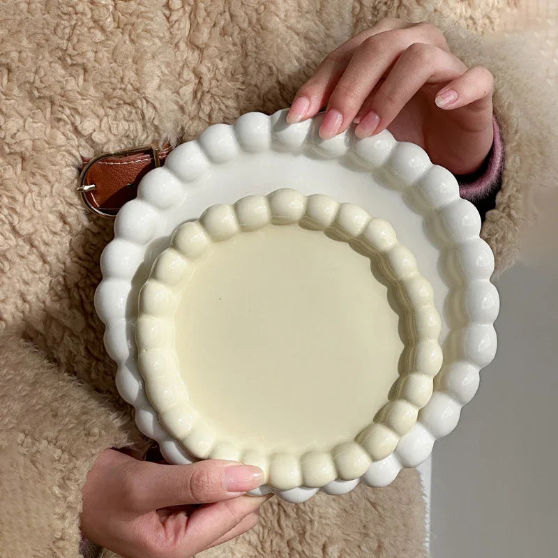 Cute Pearl Ceramic Plates Decorative Luxury Dish Kitchen Tableware