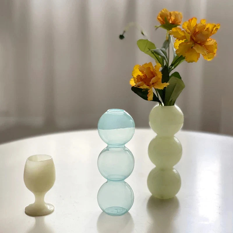 Glass Bubble Vases Hydroponic Flower Vase Creative Spherical Flower Vases Stained Bubble Glass Vase Home Office Decor