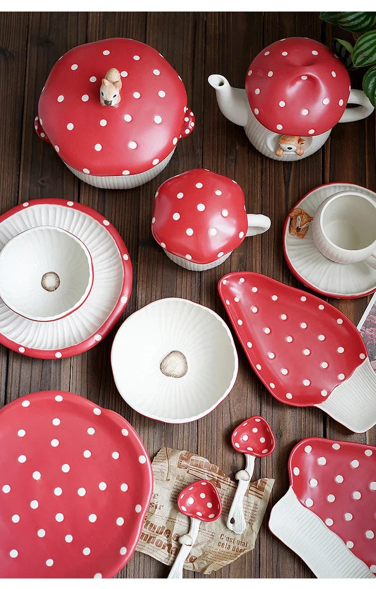 Cute Creative Ceramic Mushroom Shape Kitchenware