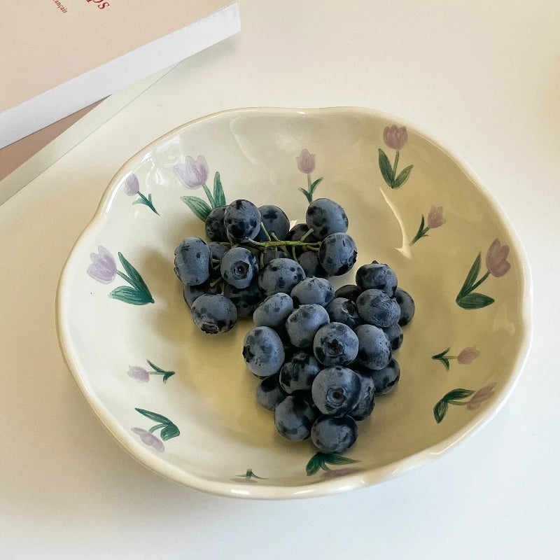 Ceramic Hand Pinched Irregular Style Flower Bowl