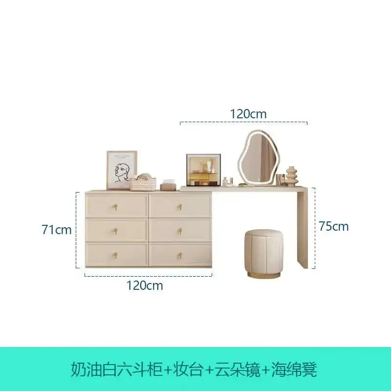 Pink Bedroom Dresser with Makeup Organizer, Comfortable Bedside Cabinet with Drawer for Clothes, Stylish Mirror Stand Furniture