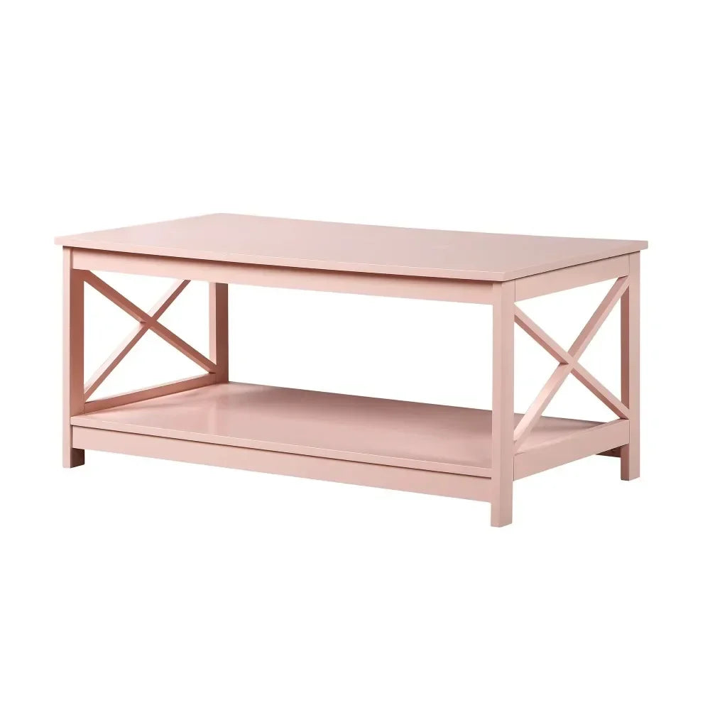 Oxford Coffee Table with Shelf, Transitional & Coastal Style,Two Tiers of Spacious Shelving