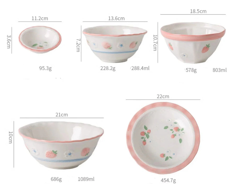 High Grade Strawberry Pattern Cute Girl Plate Bowl