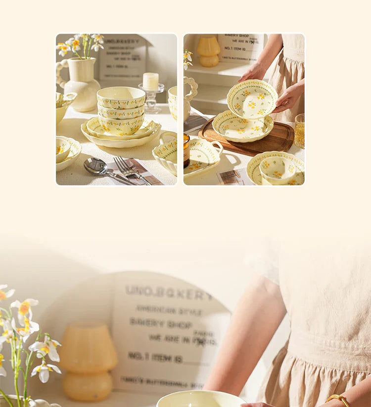 Porcelain Plate French Style Floral  Tableware