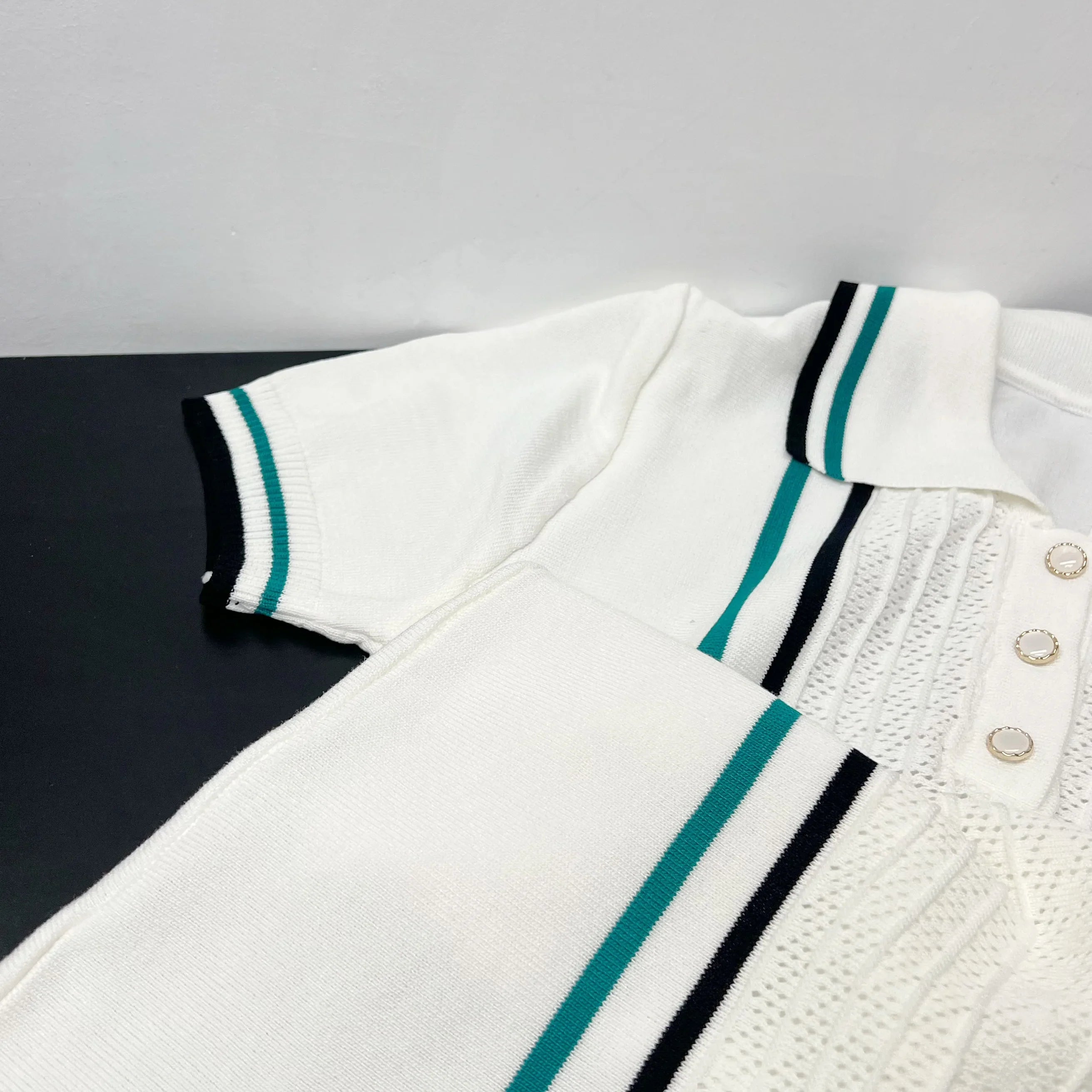 Chic Fashion Sexy Package Hips Knitted Mini Dress - Summer Vintage Turn-down Collar Ruffled Party Dress Streetrwear