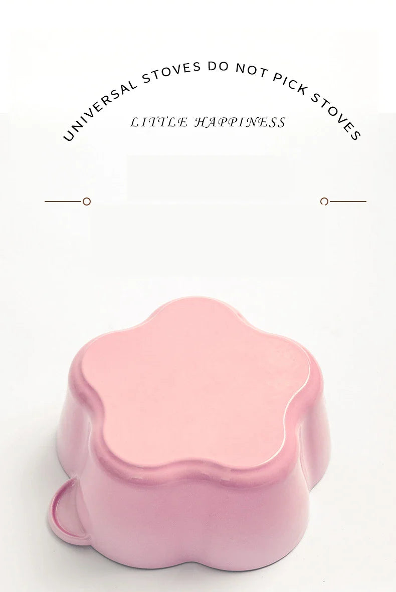 Petal Cast Iron Dutch Oven Binaural Enamel Pot for Bake Bread and Casserole Dish Braising With Lid For All Heat Source