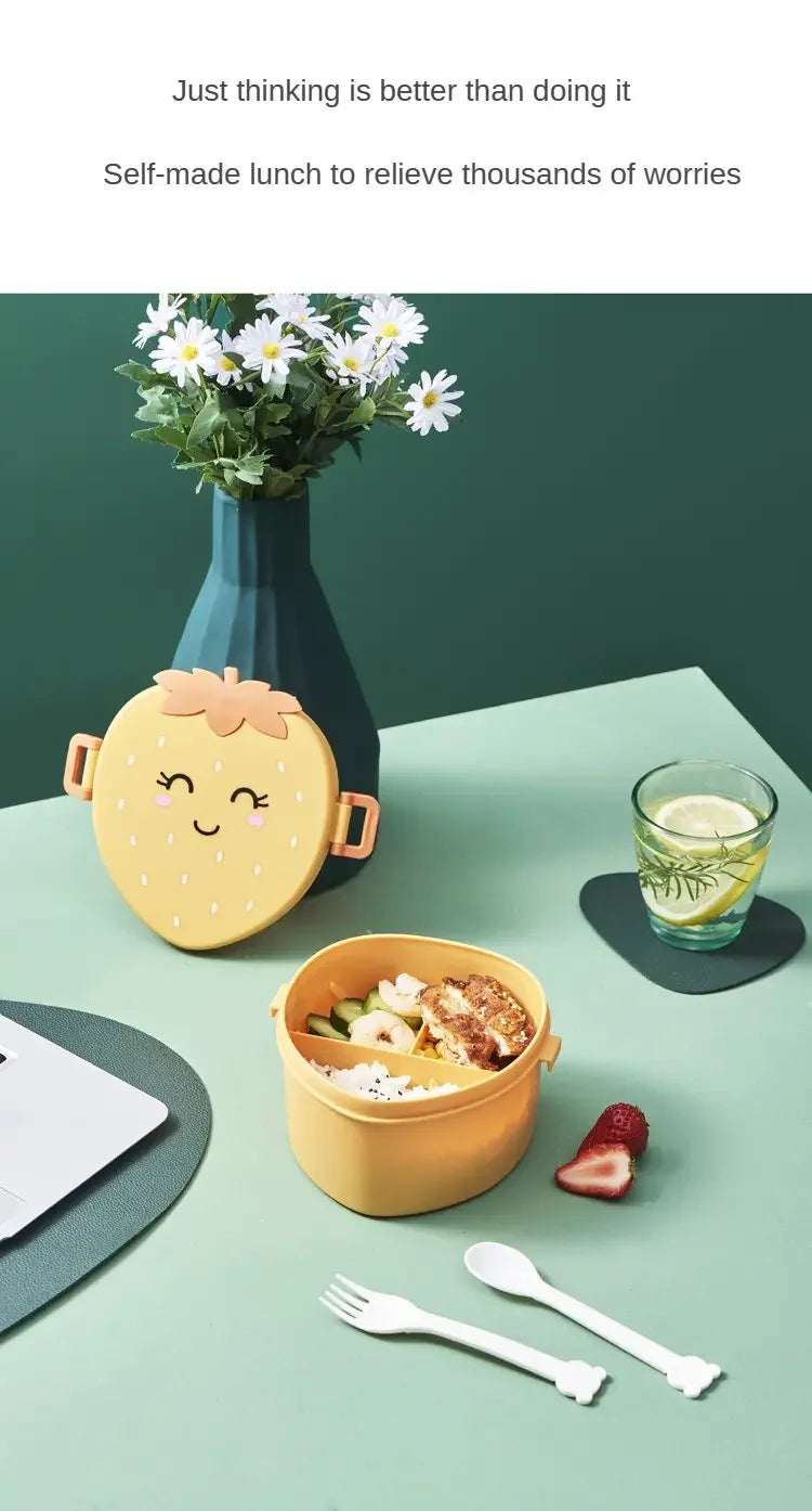 Strawberry Shape Lunch Box, 2 Layer Food Fruit Storage Bento Boxs