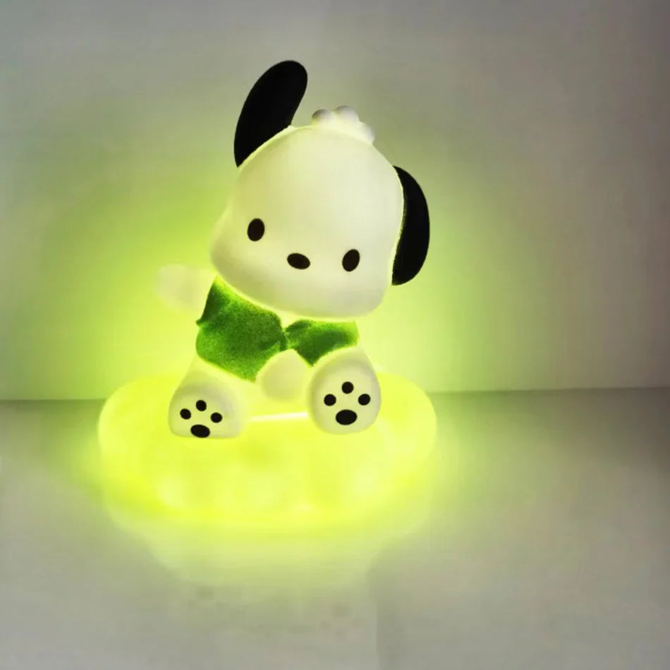 Kawaii Sanrios Night Light Enamel Cloud Cartoon Kuromi Cinnamoroll Pochacco Small Table Light Illuminating Decoration