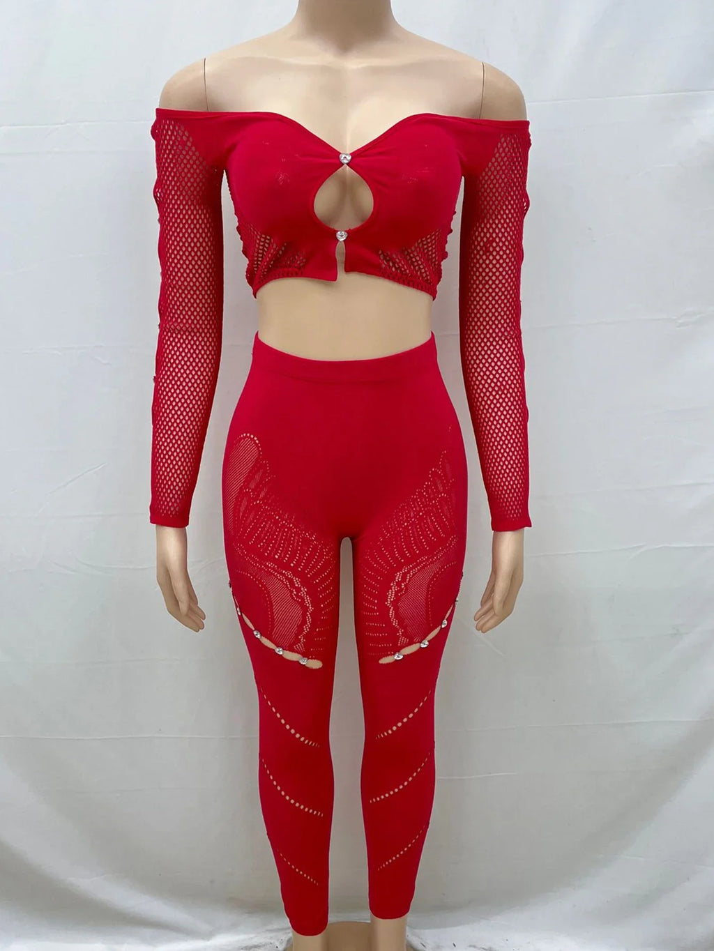 Sexy See Through Rhinestone Jumpsuit Women Pants Summer Bodycon Romper Jumpsuit Woman Long Sleeve