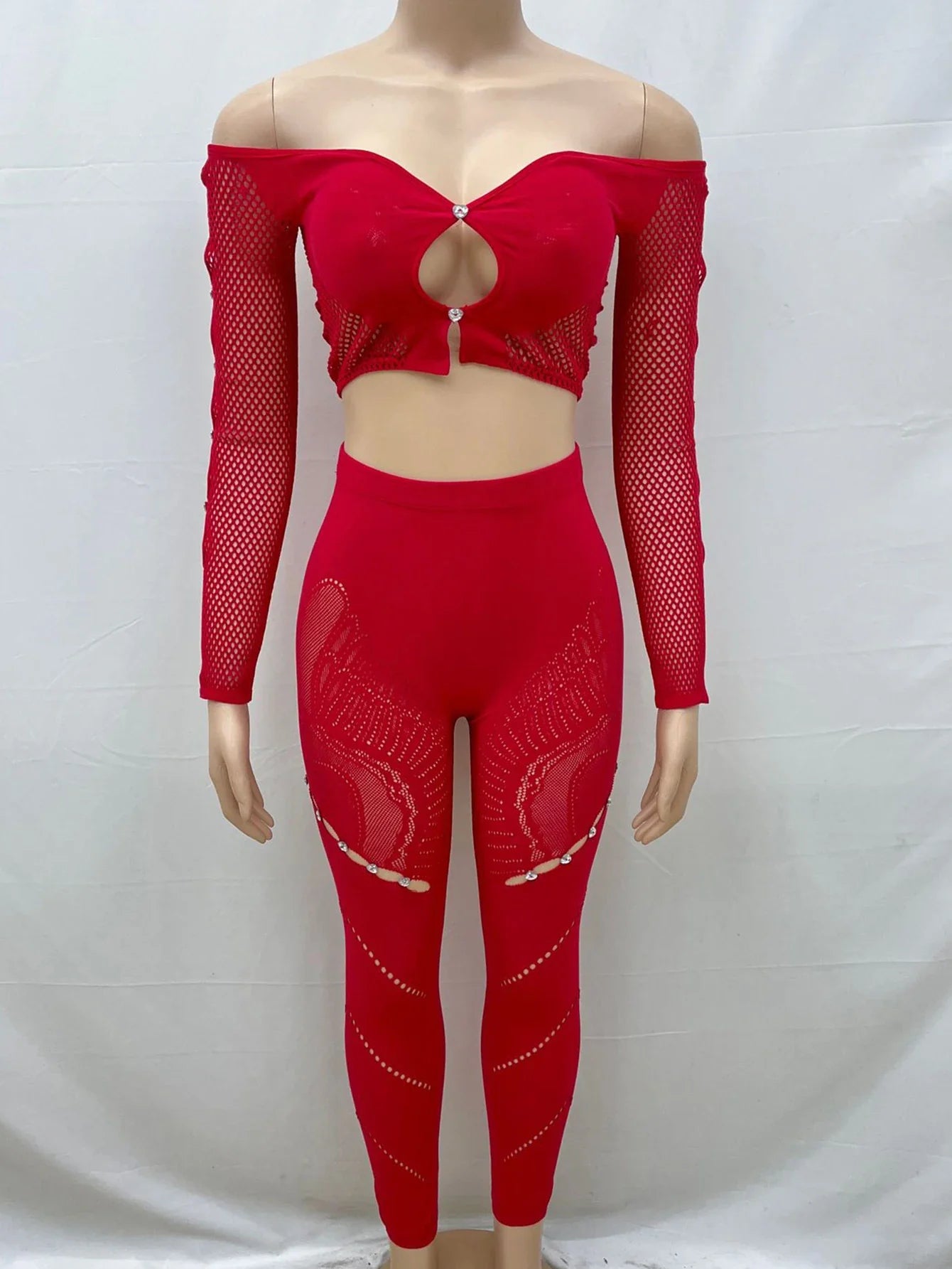 Sexy See Through Rhinestone Jumpsuit Women Pants Summer Bodycon Romper Jumpsuit Woman Long Sleeve