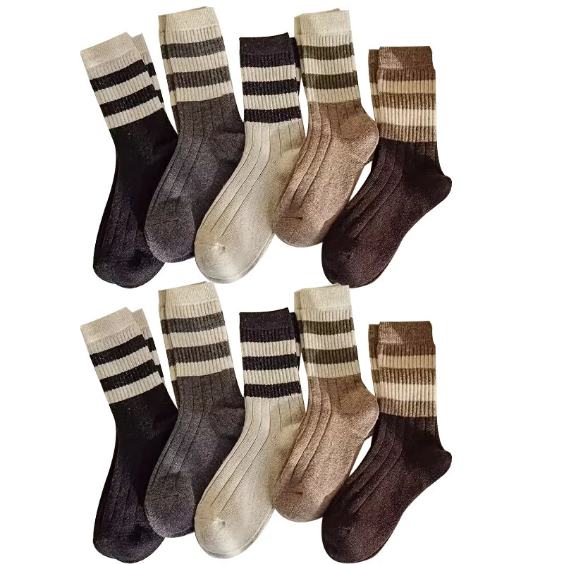 Pairs Lot Socks for Women Ruffle Middle Tube Ankle Short Breathable Black White Set Spring Autumn