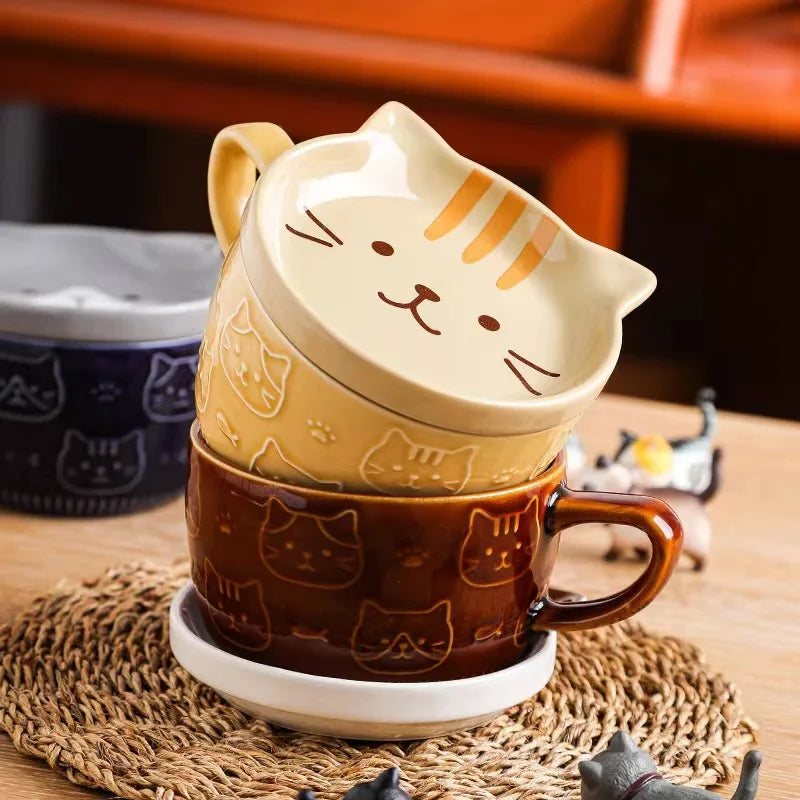 Cartoon Animal Ceramic Cup with Lid Mug Porcelain Home Kitchenware