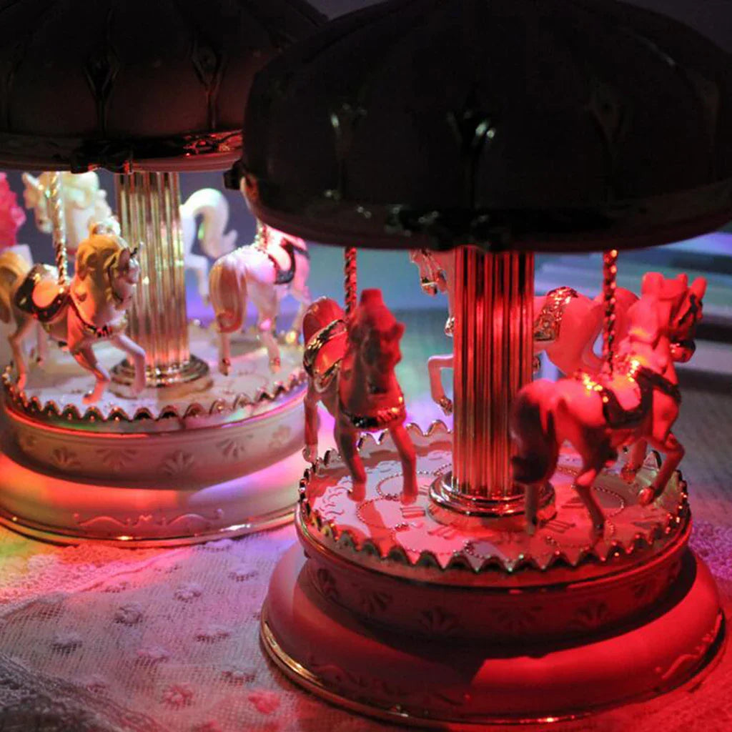 New Carousel Horse Music Box Resin Merry-go-round Musicical Box Home Desktop Decoration