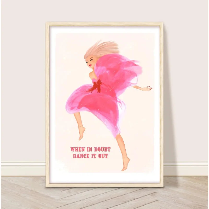 Retro Glam Fashion Magazine Poster Pink Luxury Beauty Makeup Quote Trendy Canvas Painting Wall Art