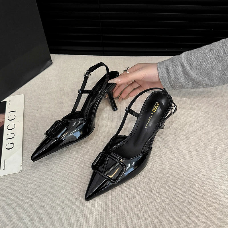Luxury Brand Design High Heels Women's Stiletto Pointed Toe Strap Buckle Ladies Party Banquet High Heel Sandals