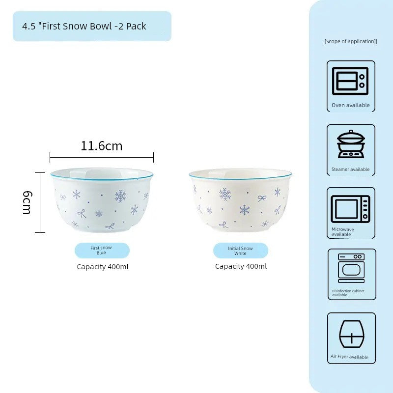 Ceramic Underglaze Color Bowl and Dish Tableware for One Person Bowl Spoon Bowl and Chopsticks