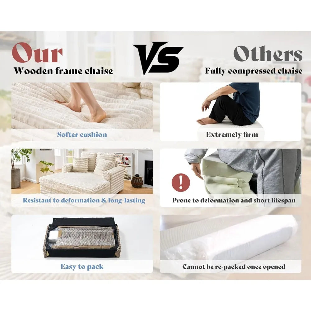 Chaise Lounge Upholstered Sofa Bed with Throw Pillows and Armrests, Sleeper Chair- Plush Chair Bed for Living Room 53 Inch