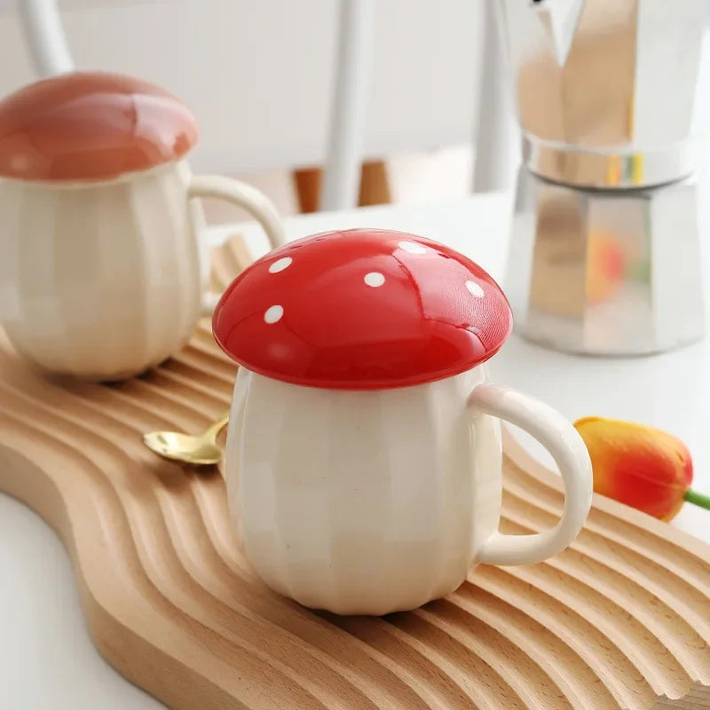 New Style Creative Cartoon Mushroom Theme Water Bottle Mug Cup, Ceramic Material