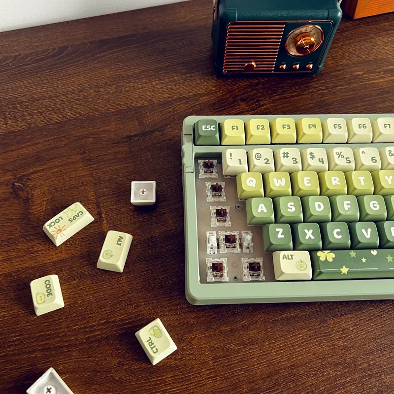 Matcha Green Keycap 133Keys Simple PBT XDA Highly Sublimated Mechanical Keyboard Universal Cartoon Rabbit Puppy Keycaps