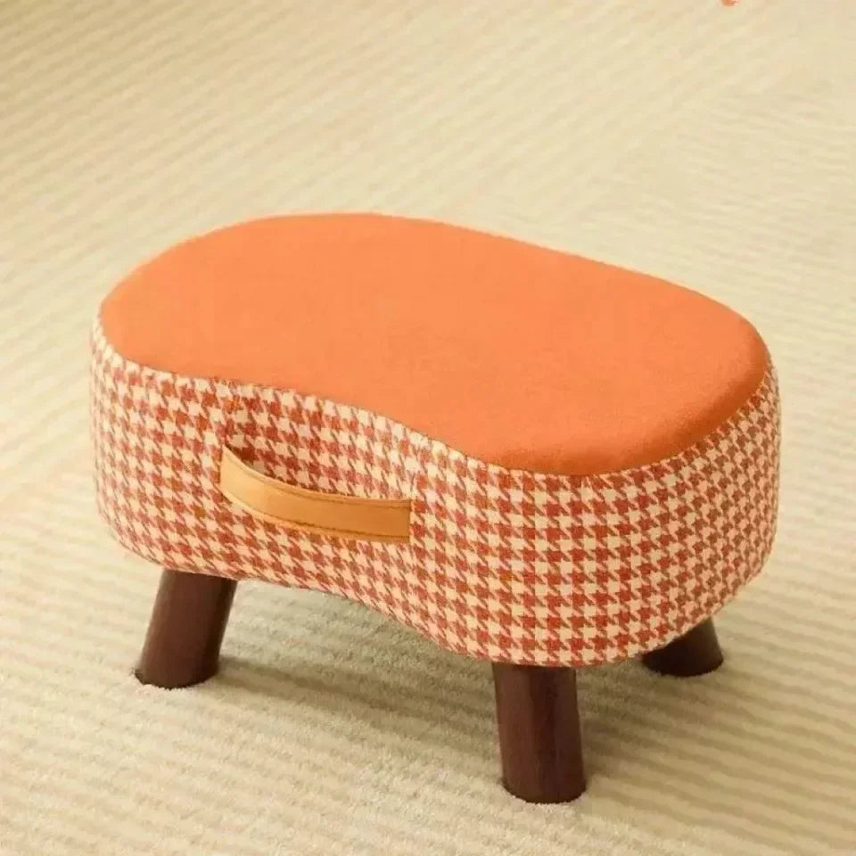 Curved Footstool with Handle Convenient To MoveSofa Small Stool