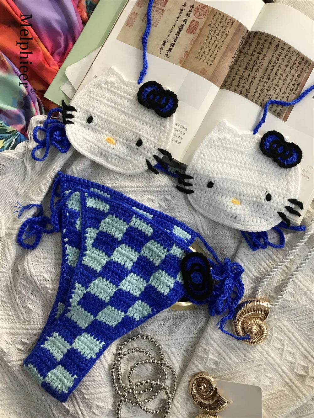 Ladies Cute Crochet Bikini Set 2 Pieces Bathing Suit Sexy Micro Bikinis Ties Swimsuit Thong Suit