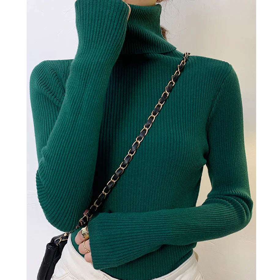 Women Fall Turtleneck Sweater Knitted Soft Pullovers Cashmere Jumpers Basic Soft Sweaters For Women Autumn Winter